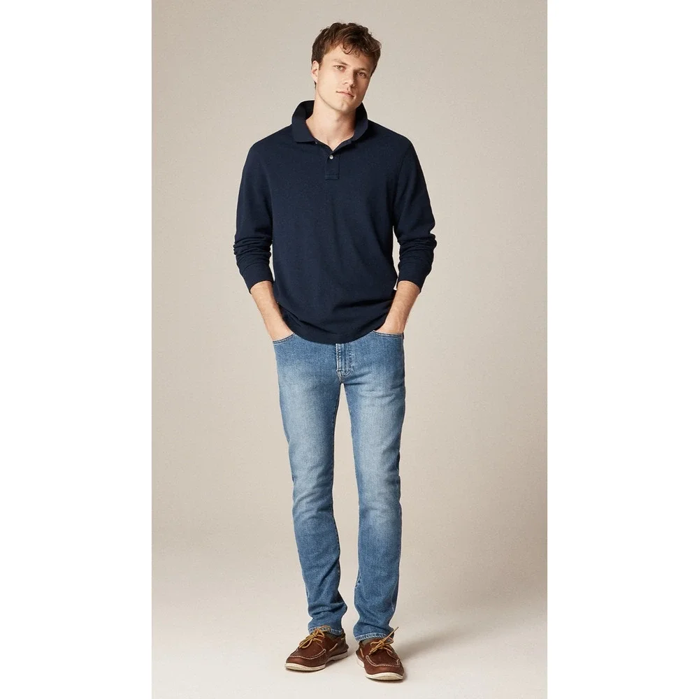 New J Crew 770 Straight-fit Stretch Denim Jeans in Medium Wash $148 W 32 L 32